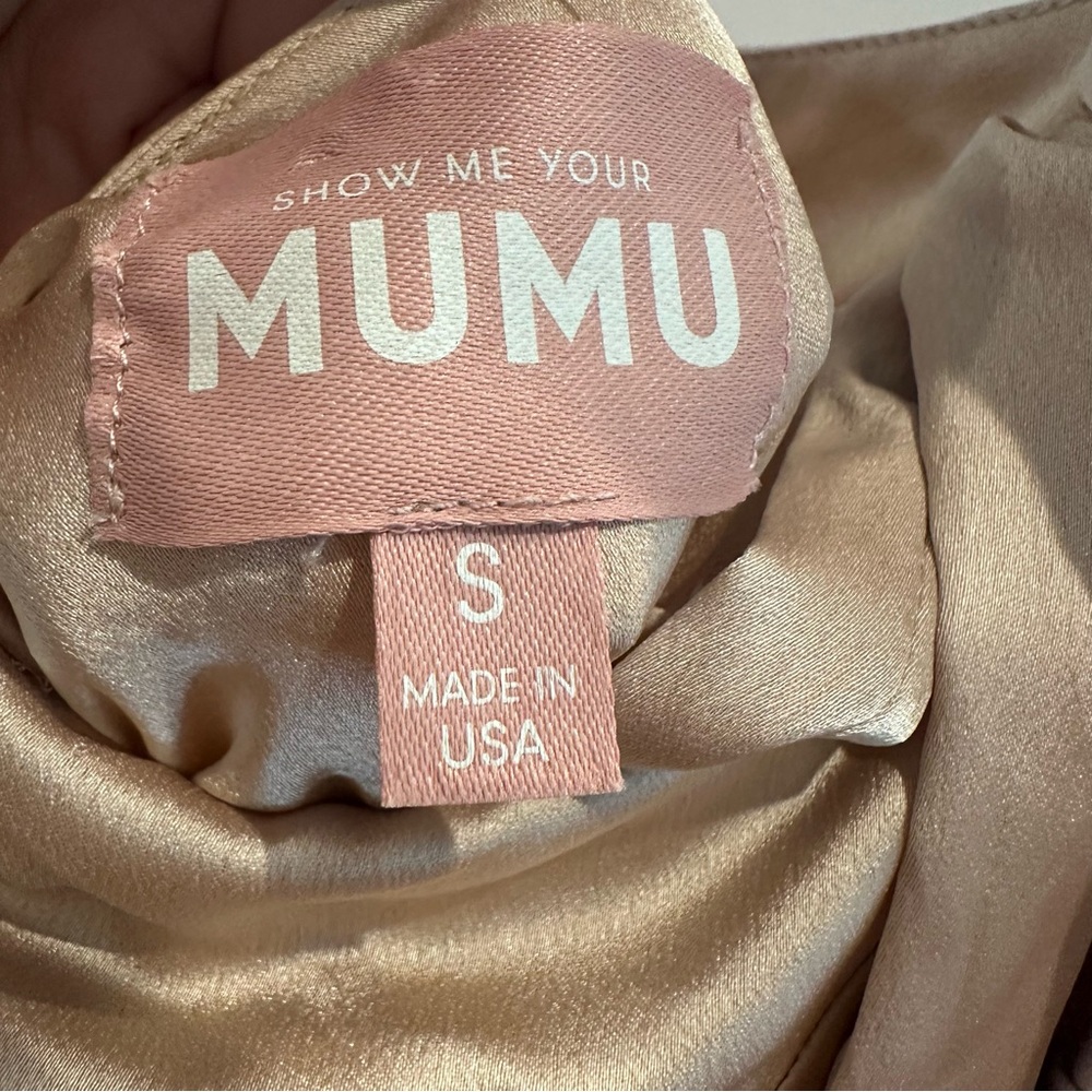 Show Me Your MuMu Champagne Anderson Satin Maxi Dress Size Small - Picture 7 of 9